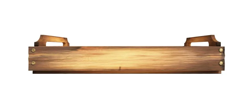Empty wooden fruit crate 3d render on white no shadow Illustrazione stock