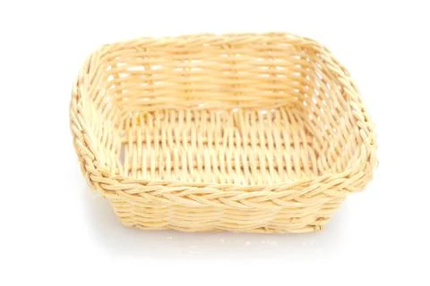 Empty wooden fruit or bread basket Stock Photos