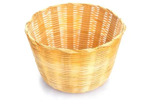 Empty wooden fruit or bread basket Stock Photos