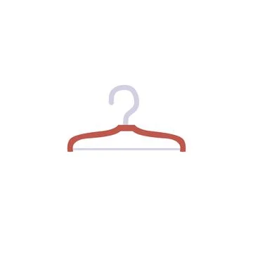 Empty wooden hanger flat vector, clothes hanger icon, cartoon household Illustrazione stock
