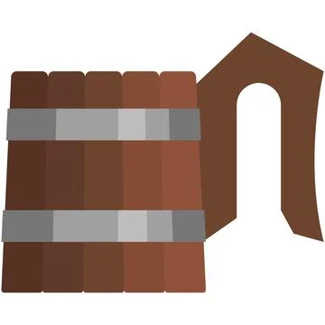 Empty wooden mug vector isolated on white background Stock Illustration