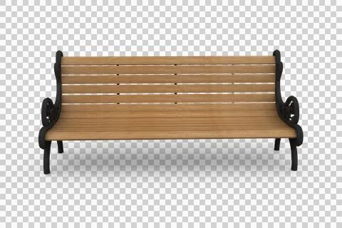Empty wooden park bench Ilustração Stock