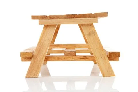 Empty wooden picnic table Stock Photos