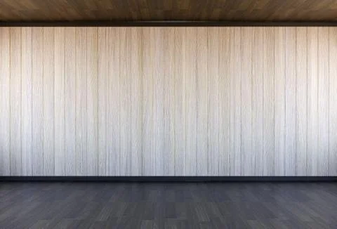 Empty wooden room interior, 3D rendering Stock Illustration