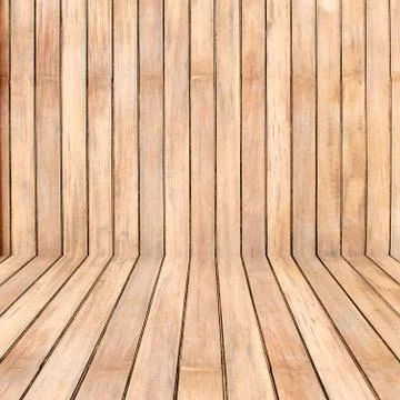 Empty wooden room,interior background,perspective view Stock Photos