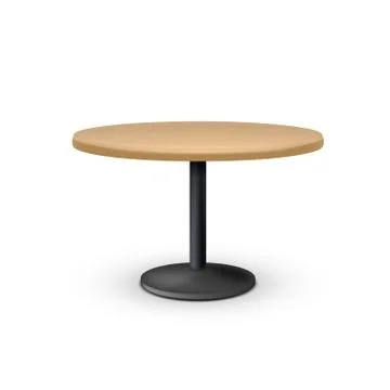 Empty Wooden Round Office Table On Metal Leg Stock Illustration