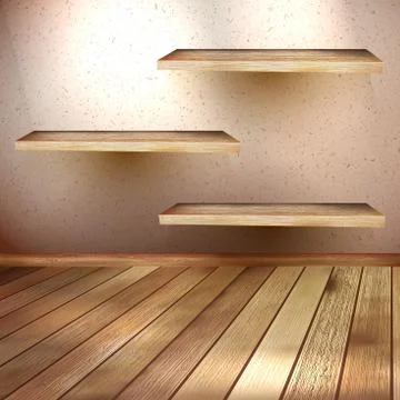 Empty wooden shelf background. EPS 10 Stock Illustration