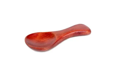 Empty wooden spoon for spice isolate Foto stock