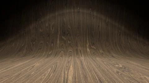 Empty wooden studio curved floor dark background Stock Illustration