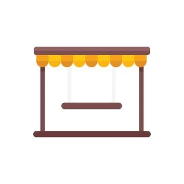 Empty wooden swing hanging under canopy for recreation Stock Illustration