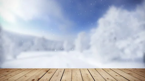 The empty wooden table with blur background of winter. Stock Footage 336766270