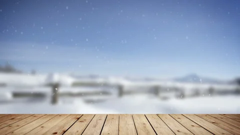The empty wooden table with blur background of winter. Stock Footage 336766271