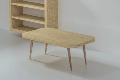 Empty wooden table in the empty room, 3d rendering. Stockillustratie