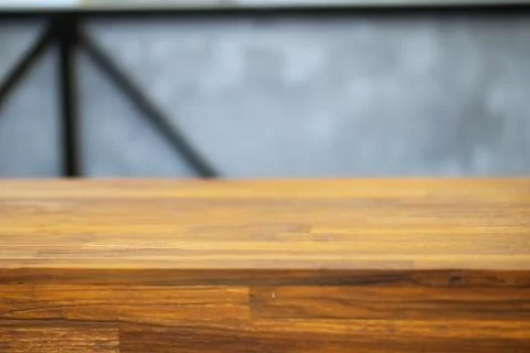 Empty Wooden table in front of blurred background, Mock up for display Stock Photos