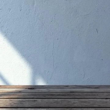 Empty wooden table in front of white wall Stock Illustration