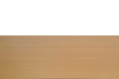 Empty wooden table on isolated white background for show object Stock Photos