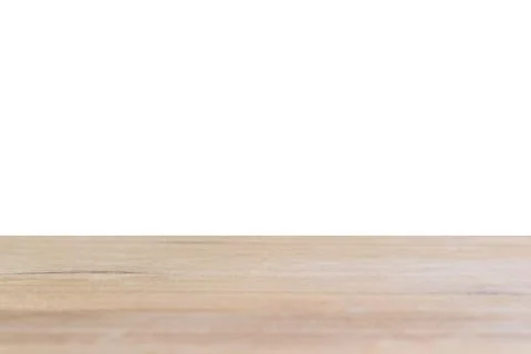Empty wooden table on isolated white background. Stock Photos