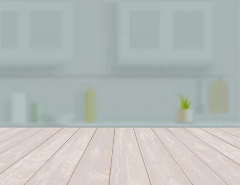 Empty wooden table or shelf in the kitchen Stock Illustration