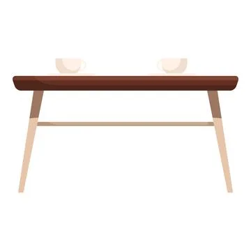 Empty wooden table with two cups standing on top Stock Illustration