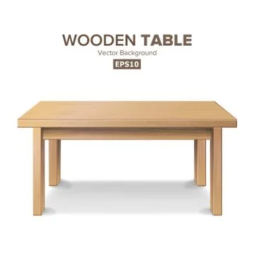 Empty Wooden Table Vector. Isolated Furniture, Stand. Clean Stand Template For Illustrazione stock