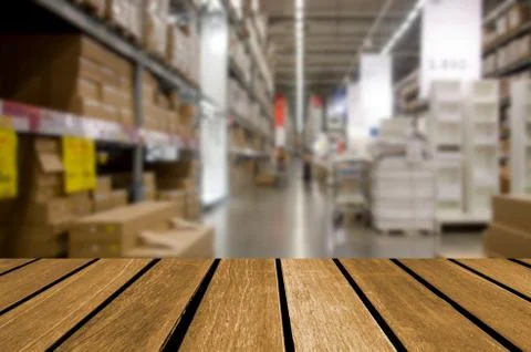 Empty wooden table Warehouse Stock Photos
