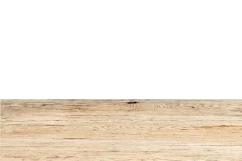 Empty wooden table with white background Stock Photos