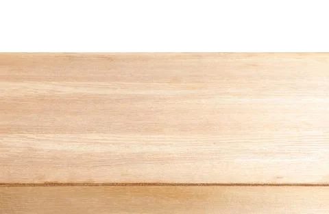 Empty wooden table on white background with clipping path. Mock up for display Stock Photos