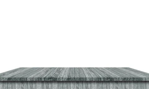 Empty wooden tabletop isolated on white background, mock-up your products. Illustrazione stock