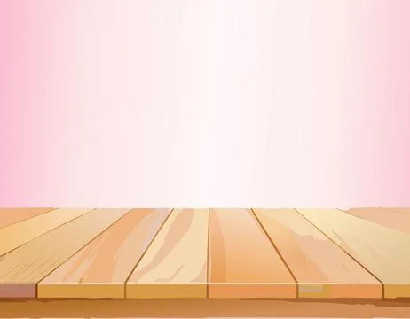 Empty wooden tabletop over pink background with copy space Ilustração Stock