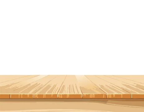 Empty wooden tabletop over white background with copy space Stock Illustration