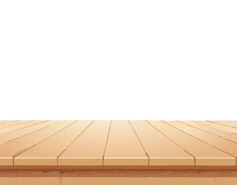 Empty wooden tabletop over white background with copy space Ilustração Stock