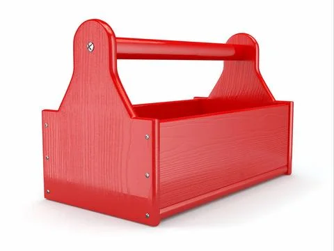 Empty wooden toolbox on white isolated background. 3d Empty wooden toolbox... Stock Photos