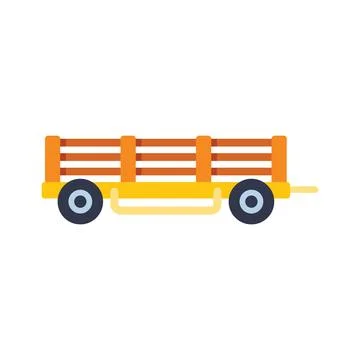 Empty wooden trailer with railing for farmer working in farmland Stock Illustration