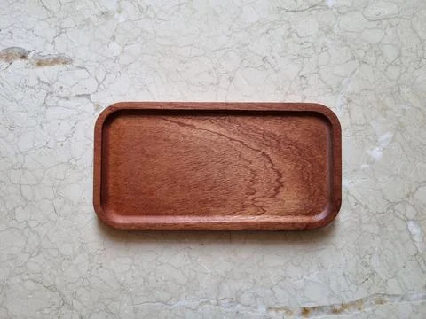 Empty wooden tray Stock Photos