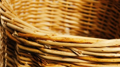 Empty wooden wicker basket Stock Footage 126922642