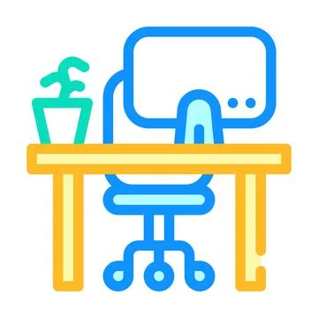 Empty workplace color icon vector illustration sign Stock Illustration