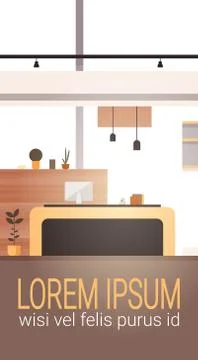 Empty Workplace, Desk Chair Computer Workspace Office No People Illustrazione stock