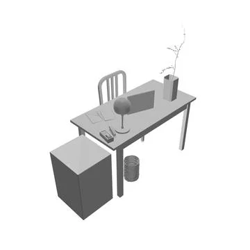 Empty Workplace gray polygonal, Desk Chair Computer Workspace Office No Peopl Stock Illustration