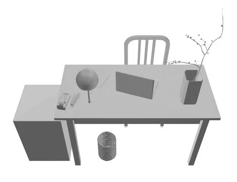 Empty Workplace gray polygonal, Desk Chair Computer Workspace Office No Peopl Stock Illustration