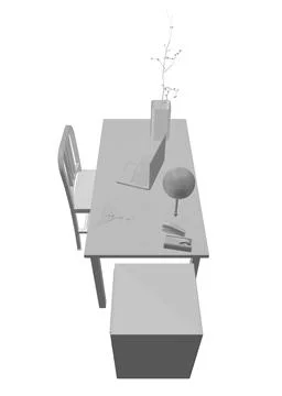 Empty Workplace gray polygonal, Desk Chair Computer Workspace Office No Peopl Stock Illustration