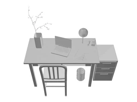 Empty Workplace gray polygonal, Desk Chair Computer Workspace Office No Peopl Stock Illustration