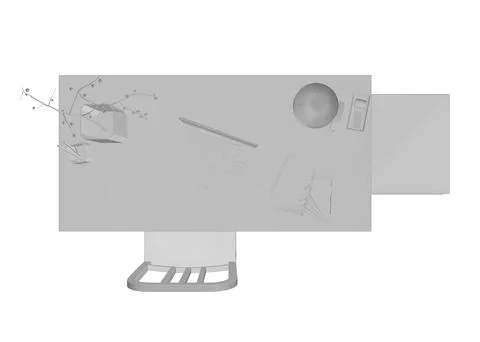 Empty Workplace gray polygonal, Desk Chair Computer Workspace Office No Peopl Stock Illustration