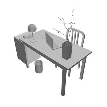 Empty Workplace gray polygonal, Desk Chair Computer Workspace Office No Peopl Stock Illustration
