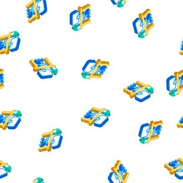 Empty workplace isometric icon seamless pattern sign Stock Illustration