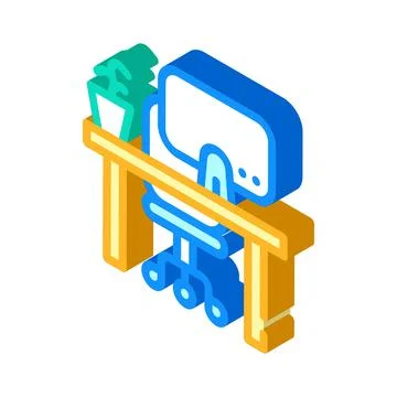 Empty workplace isometric icon vector illustration sign Stock Illustration