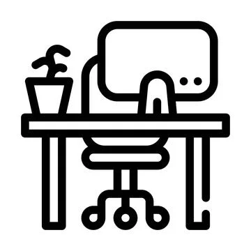 Empty workplace line icon vector illustration sign Stock Illustration