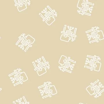 Empty workplace line vector seamless pattern sign Stock Illustration