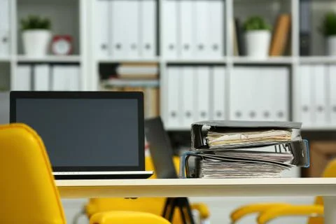 Empty workplace in office closeup 스톡 사진