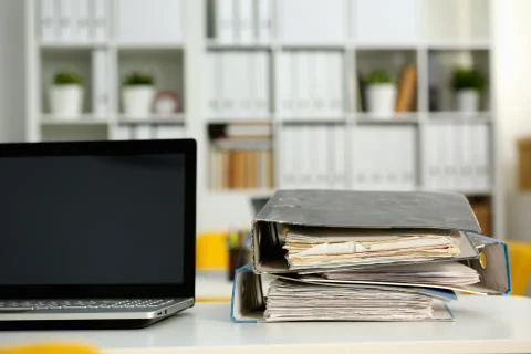 Empty workplace in office closeup Stock Photos