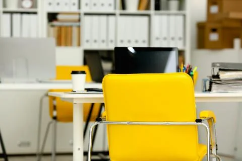 Empty workplace in office closeup Stock Photos